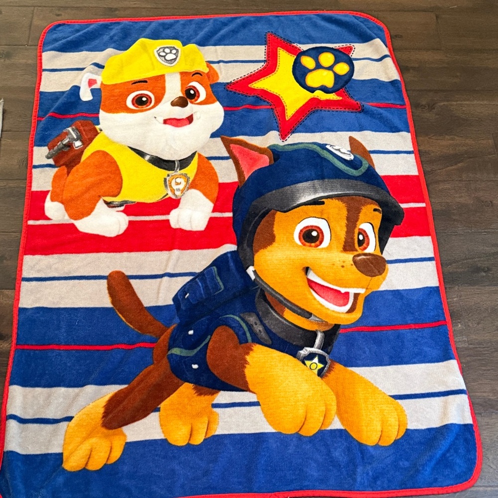 Colorful Paw Patrol Blanket 40 in by 56 in - plush throw blanket for kids